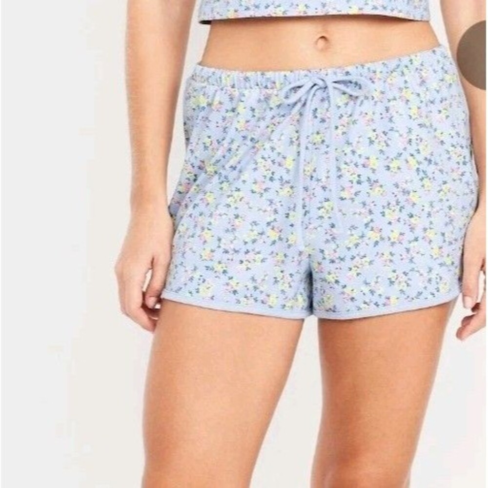 NWT Women's Old Navy Blue Floral Jersey Lounge Shorts Size XXL